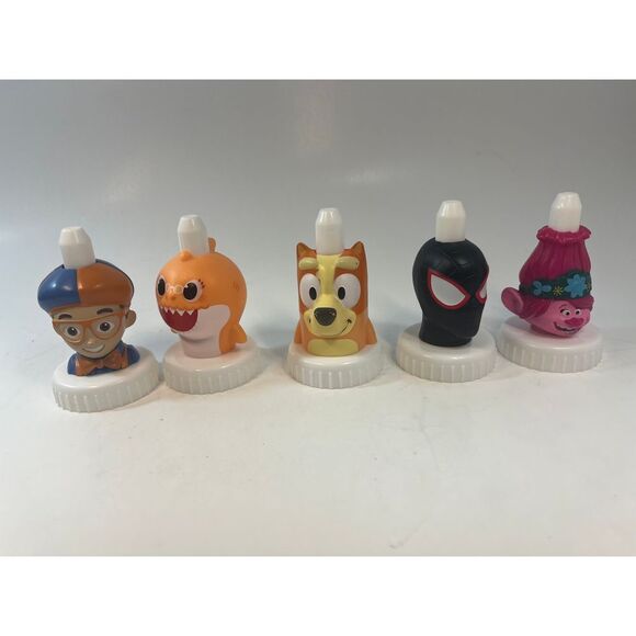 Set of 5 Good2Grow Juice Toppers Blippi, Bingo, Grandma Shark, Poppy, Spiderman - Picture 1 of 10
